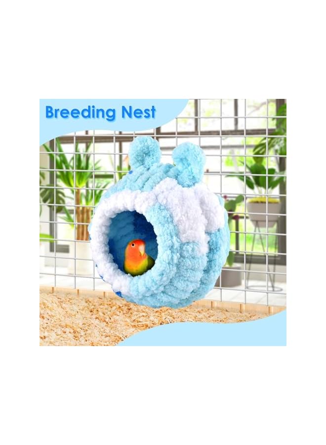 Bird Nest House,Bird Breeding Nest Parakeet Snuggle Hut Conure House Bed, Fluffy Parrots Birds Bed For Cage,Suitable For Budgie Cockatiel Conure Lovebird Canary Finch Hamster Small Pets.(Blue) - Image 5
